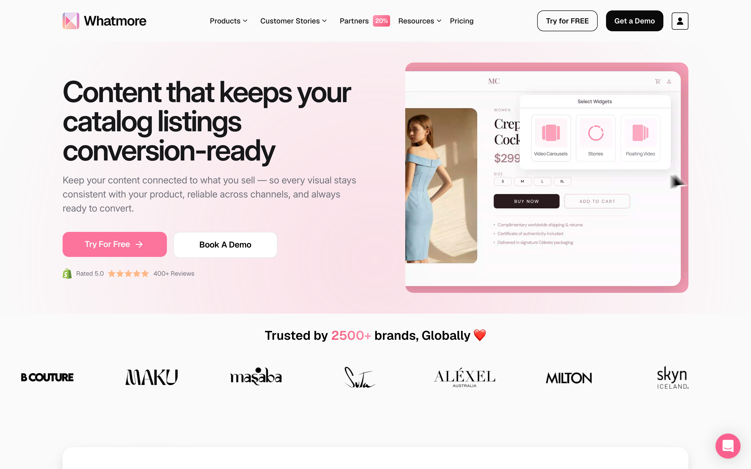 Whatmore — AI-powered shoppable video studio for D2C brands.